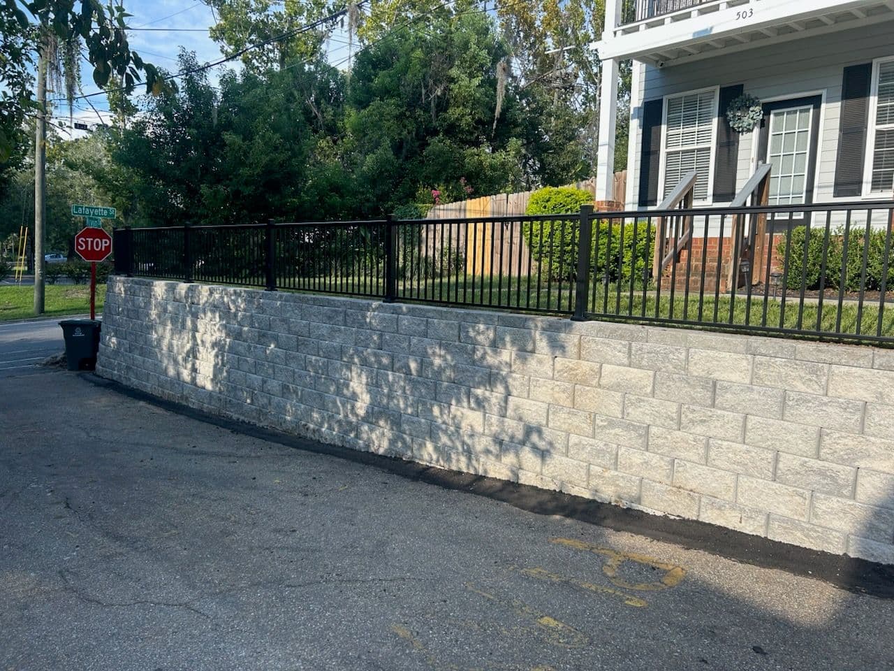 Beautiful Stone Wall and Guard Rail on Lafayette St image